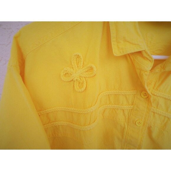 Style & Smile L yellow short sleeve button front soutache applique shirt - Picture 5 of 5
